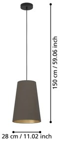 Eglo 390195 - Lampadario a sospensione con filo PETROSA 1xE27/40W/230V marrone