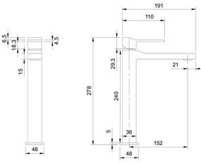 OMNIRES SL7712CR - Rubinetto del lavandino SLIDE 27,8 cm cromo lucido