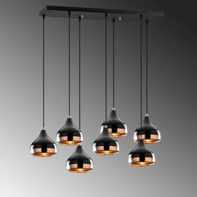 Lampadario nero/color rame con paralume in metallo Yildo – Opviq lights