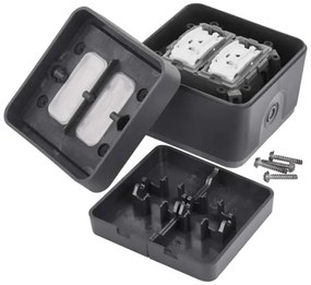 Interruttore domestico a 2 pulsanti con funzionamento alternato, n. 6+6, IP55, antracite