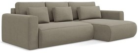 Divano angolare marrone chiaro allungabile/con contenitore (con penisola a destra/con chaise lounge) Kapua – Makamii