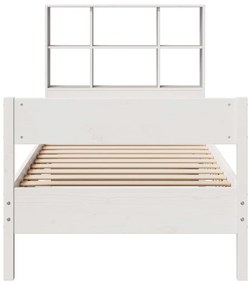 Letto libreria senza materasso bianco 100x200 cm legno di pino