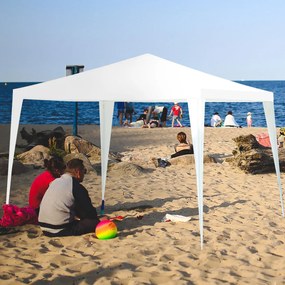 Costway Gazebo da giardino 3x3m con tettuccio grande e tubi in metallo, Gazebo per feste con 4 pareti rimovibili Bianco