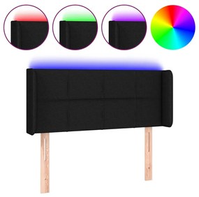 Testiera a led nera 93x16x78/88 cm in tessuto