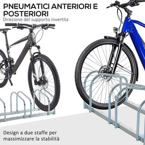 Rastrelliera Porta Biciclette 6 Posti 179x33x27 cm in Acciaio Argento...