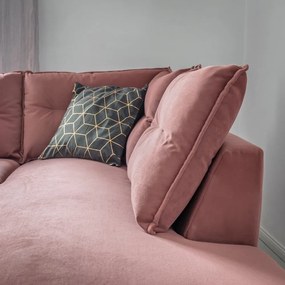 Divano letto angolare in velluto rosa L, angolo destro Stylish Stan - Miuform