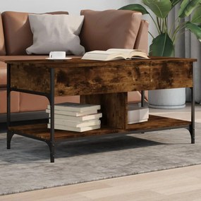Tavolino Salotto Rovere Fumo 100x50x50 Cm Multistrato E Metallo /