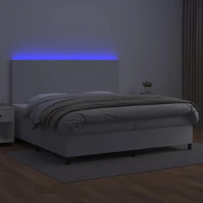 Giroletto molle con materasso e led bianco 200x200cm similpelle