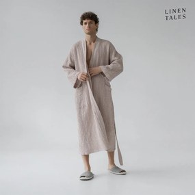 Accappatoio rosa chiaro in misto lino S/M Powder – Linen Tales