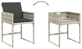 Set da pranzo da giardino 13pz con cuscini grigio in polyrattan