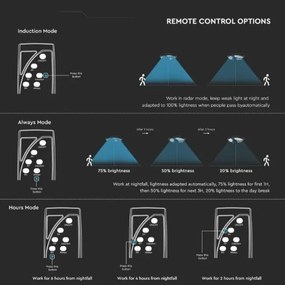 Lampione stradale solare a LED con sensore LED/7,5W/3,2V 6500K IP65 + telecomando