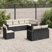 Set Divani da Giardino con Cuscini 8 pz Nero in Polyrattan 3251573