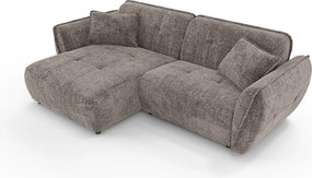 Divano angolare grigio tortora (con penisola a sinistra/con chaise lounge) con rivestimento in ciniglia Nelia – Ropez