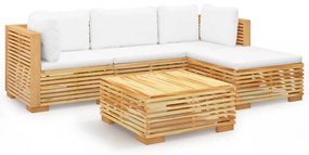 Set divani da giardino 5 pz con cuscini legno massello di teak