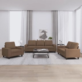 Set Di Divani 3 Pz Marrone İn Tessuto /
