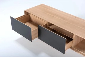 Mobile TV nero-color legno naturale in legno di quercia 160x48 cm Fina - Gazzda