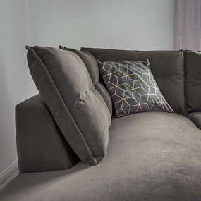 Divano letto angolare in velluto grigio scuro L, angolo sinistro Stylish Stan - Miuform