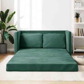 Divano Letto Da Terra 2 İn 1 Verde Scuro 122x204x55 Cm Velluto /