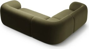 Divano angolare verde (con penisola a sinistra/a L) con rivestimento in velluto Kate – Micadoni
