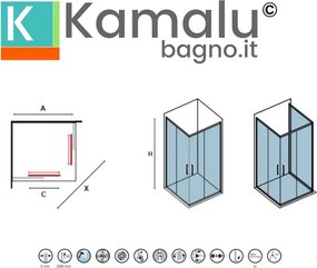 Kamalu - Cabina doccia 70x100cm angolare porte scorrevoli finitura oro| KLA1000R