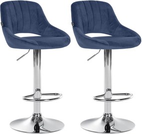 Set 2 Barhocker Milet İn Velluto: Eleganza E Comfort Per İl Tuo Spazio. / Blau / Metall İn Chromoptik