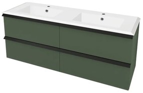Mobile sottolavabo e lavabo Rodi per doppia vasca verde opaco L 140 x H 57 x P 46 cm