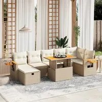 Set Divano da Giardino 8 pz con Cuscini Beige in Polyrattan 3276152