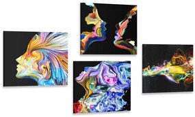 Set di quadri – Astrazione colorata su sfondo nero