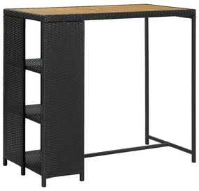 Tavolo Da Bar Con Ripiani Nero 120x60x110 Cm İn Polyrattan /