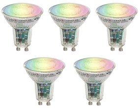 Set van 5 Smart GU10 50 LED lampen helder RGBW 4.5W 350 lm 2700-6000K