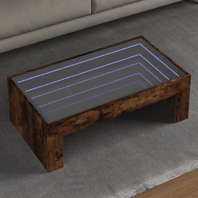 Tavolino Da Salotto Con Led Infinity Rovere Fumo 90x50x30 Cm /