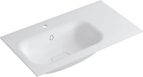 Lavabo a incasso rettangolare vasca a sinistra L 80.5 x H 15 x P 46 cm in resina bianco lucido