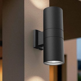 Applique Cilindrica Bidirezionale XL, IP54, Con 2 basi E27 - Nera Base E27