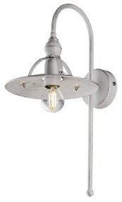 Applique Cantina Stile Industrial 1 Luce Ferro Bianco E Argento