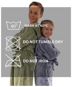 Accappatoio per bambini verde in micropile Delux – Tiseco Home Studio