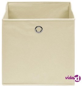 vidaXL Contenitori 10 pz in Tessuto non Tessuto 28x28x28 cm Crema