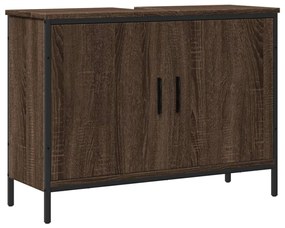 Mobile lavabo bagno rovere marrone 80x30x60cm legno multistrato