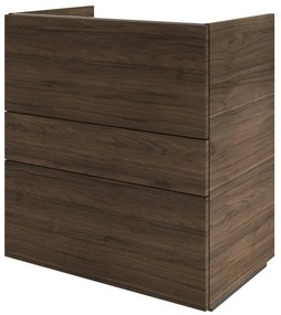 Mobile da bagno a terra L 75 x H 84 x P 48 cm noce, 3 cassetti Apertura push-pull SENSEA Neo Line, Maniglie acquistabili separatamente