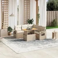 Set Divano da Giardino 6 pz con Cuscini Beige in Polyrattan 3271751