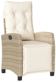 Set da pranzo da giardino 3 pz con cuscini beige in polyrattan