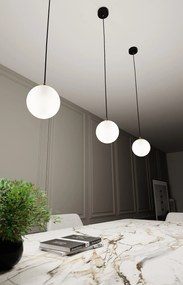 Sospensione Contemporanea Royal 1 Luce In Acciaio Nero/Oro Sfera Vetro Bianco