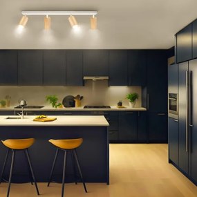 Brilagi - Faretto SELE 4xGU10/30W/230V bianco/decorazioni in rovere