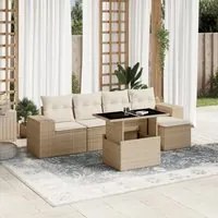 Set Divano da Giardino 6 pz con Cuscini Beige in Polyrattan 3269128