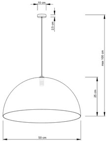 Lampadario a sospensione con filo SFERA 1xE27/60W/230V diametro 50 cm nero/rame
