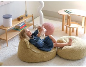 Pouf a sacco per bambini verde con rivestimento in bouclé Bear – Wigiwama