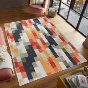 Tappeto arancione e grigio lavabile 80x150 cm Blocks of Fun – Vitaus