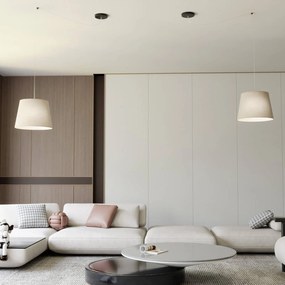 EMIBIG LIGHTING Lampada a sospensione Ascot, beige, Ø 38 cm, tessuto, decentrata