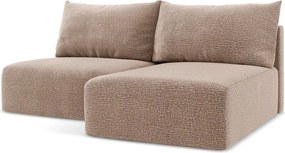 Divano angolare marrone chiaro allungabile/con contenitore (con penisola a destra) Kalena – Makamii