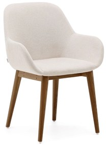 Kave Home - Sedia Konna beige con gambe in legno massello di frassino finitura scura