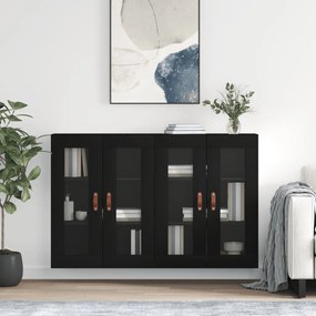 Armadietti A Parete 2 Pz Neri İn Legno Multistrato /